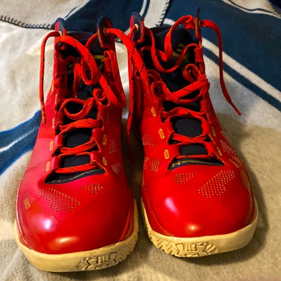 Size 10 us men red CURRY 2 FLOOR GENERAL high tops - Picture 1 of 6